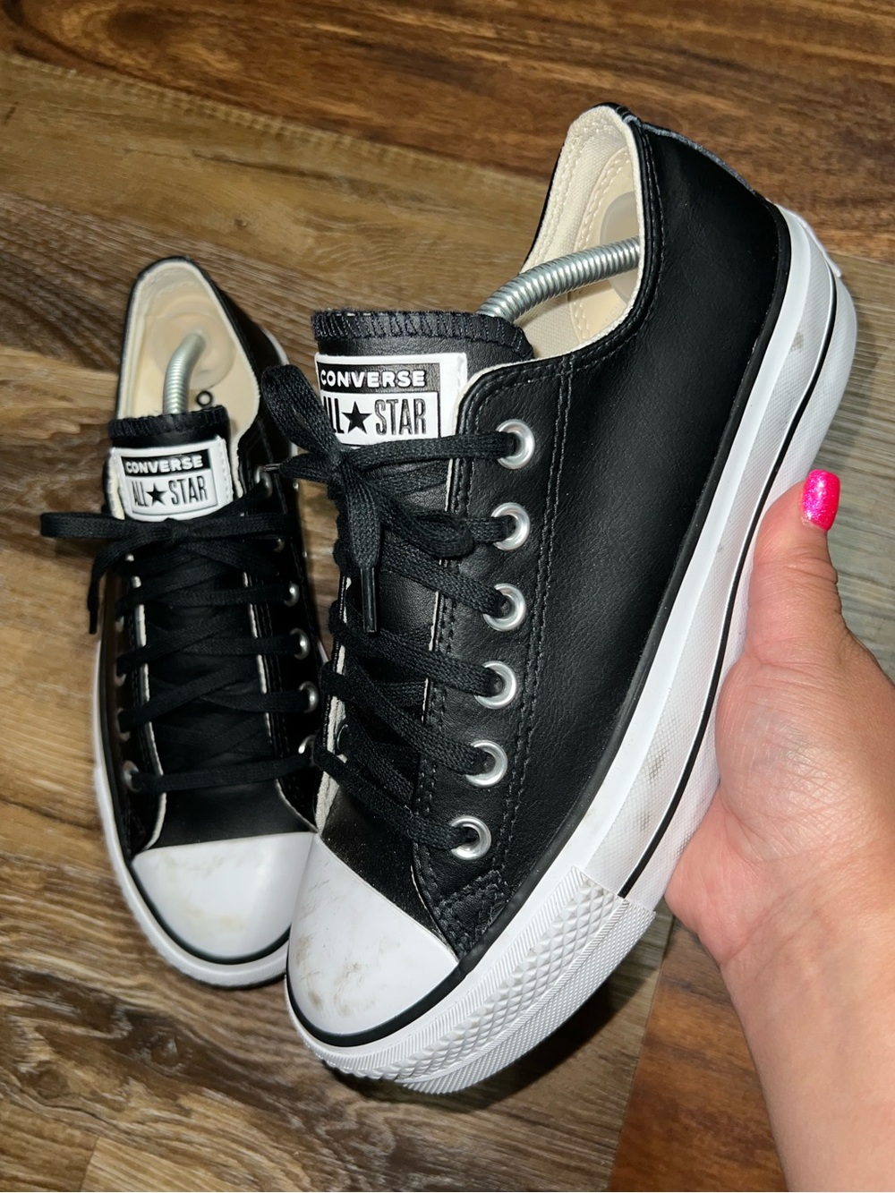 Converse Chuck Taylor All Star Lift Platform Leather Low Top - Black, Size 7